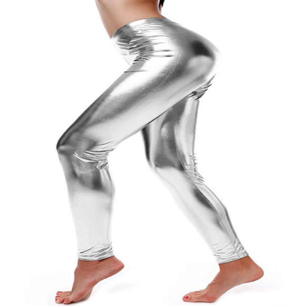 Womens Metallic Liquid Shine Leggings